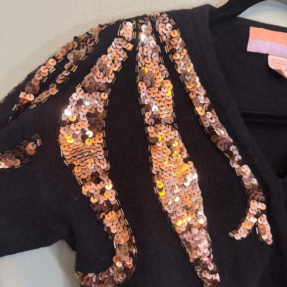 Jon St Jon VTG Sweater Women S Black Lambswool Sequin Beaded Pullover Sweater - Picture 4 of 8